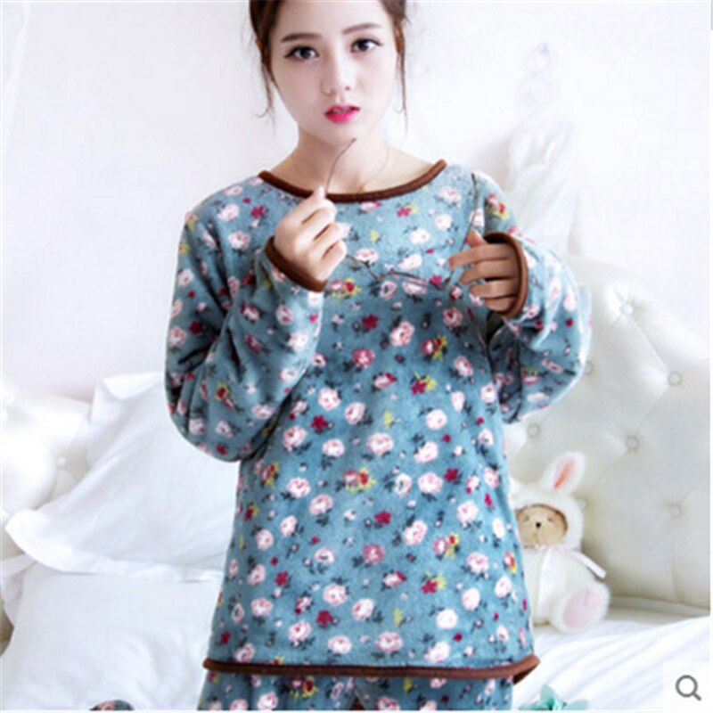 Coral Fleece Pyjamas Women Winter Flannel Women Pajamas Set Warm Pyjama Female Winter Thick Pijamas Women Big Size