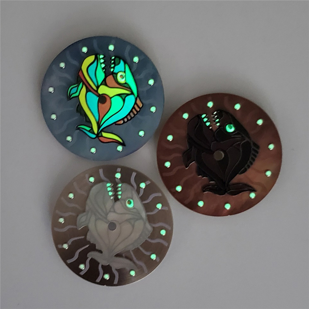28.5Mm Fish Dial Voor NH35 NH36 8215 821A Uurwerk Cartoon Lichtgevende Deel