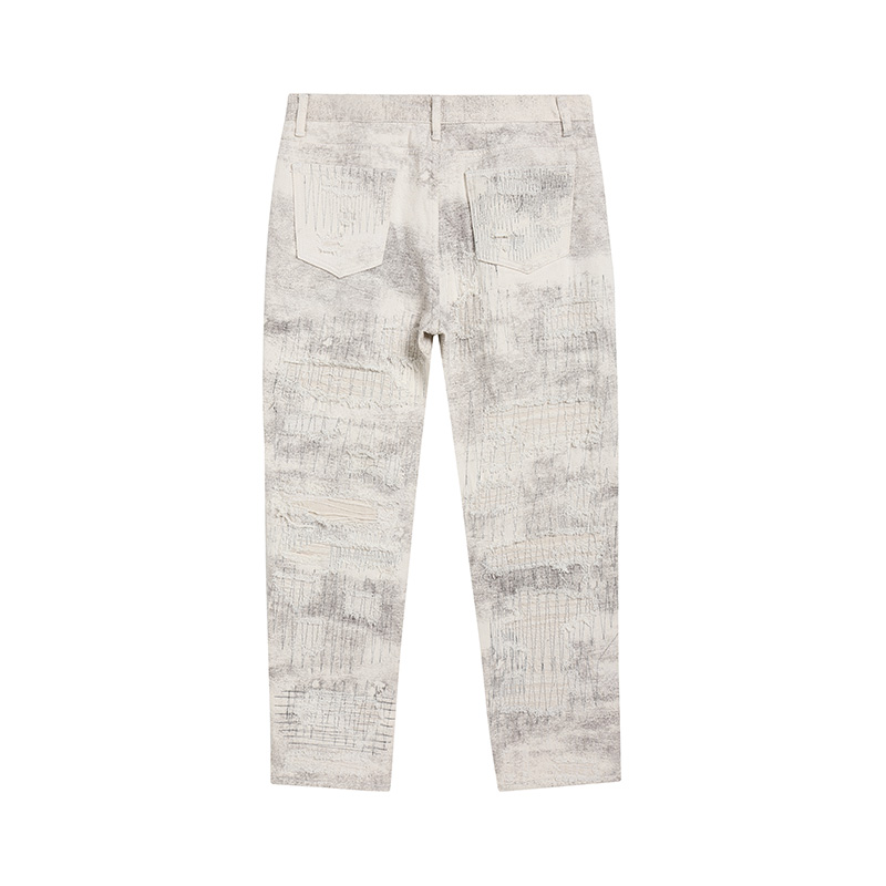 Pantalones vaqueros desgastados con agujeros rasgados para hombre, Jeans rectos de estilo Hip Hop, ropa de calle lavada con bolsillos informales