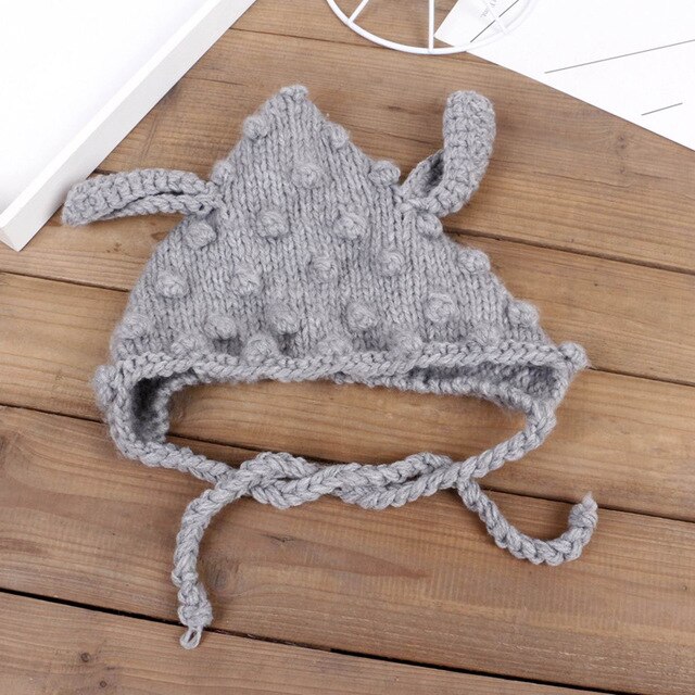 Gorros de lana con orejeras para bebés, con cordones, para otoño e invierno, para hombres y mujeres, sombreros artesanales, bonitos de punto: B3