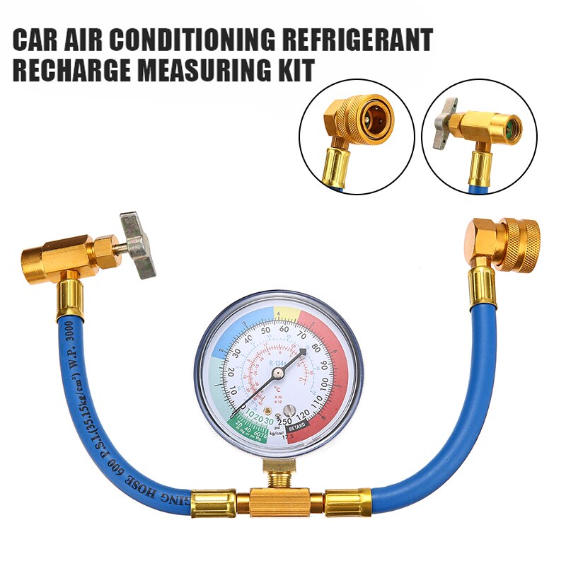 1Pc R134A Car Air Conditioning Refrigerant Recharge Measuring Kit Hose Gas Gauge Auto Replacement Parts