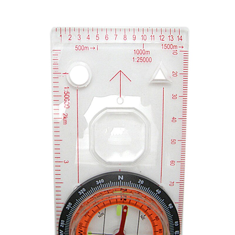 Bærbart forstørrelses kompas lineal skala spejder vandring camping sejlads orienteringskort 45#