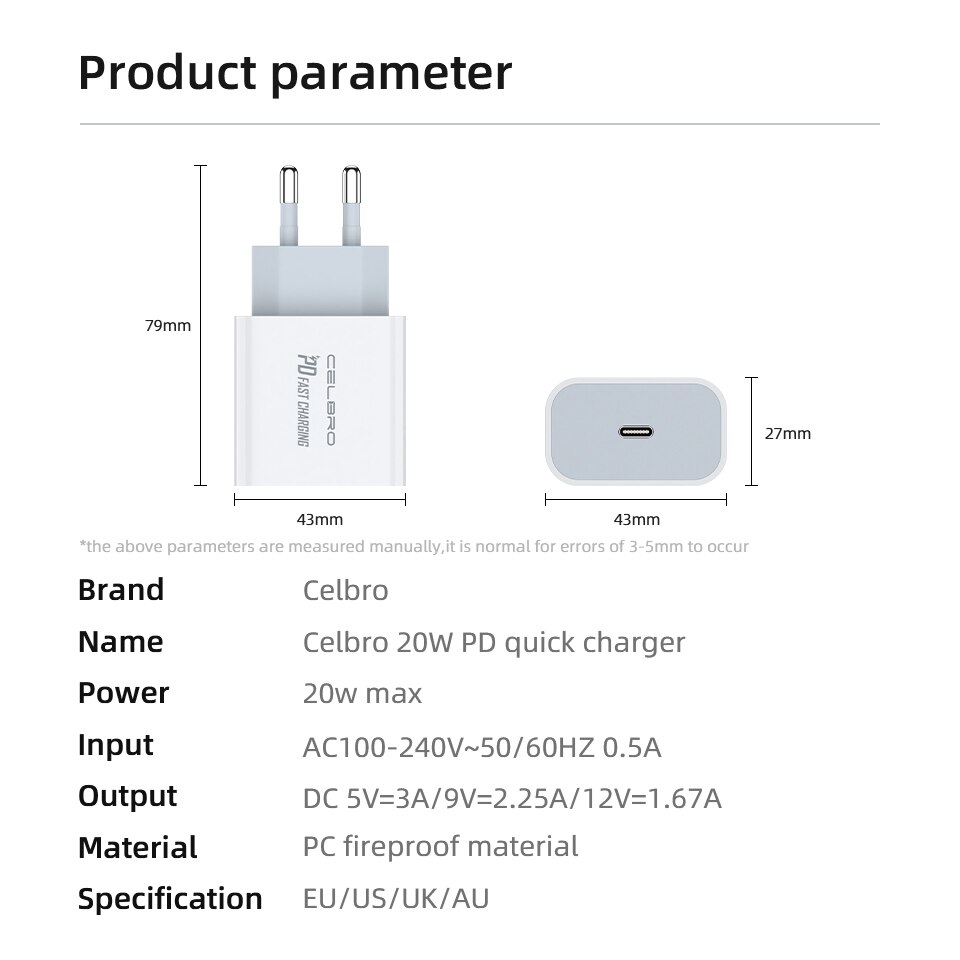 18W 20W PD USB Type C Quick Charger Adapter Charging For IPhone 12 Mini Pro 11 XR X 8 Max Fast Charge EU US Travel PD Port