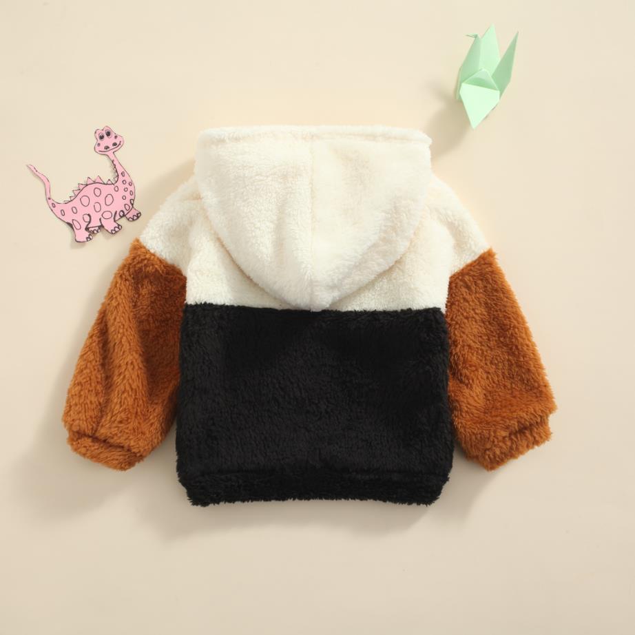 2021 bambini bambini felpa invernale cappotti manica lunga pile impunture cappuccio Patchwork Pullover cotone misto caldo capispalla