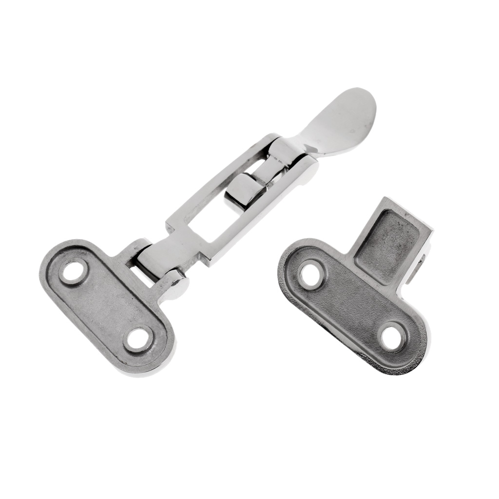 316 Stainless Steel Lockable Latch Marine Boat Door Lock Latch Catch Anti-Rattle Fastener Clamp, 4.3 x 2 inch