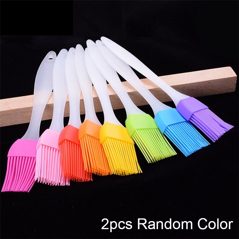 2 uds. De pinceles de silicona para hornear y repostería, para parrilla, brocha aplicadora de aceite para pastel, pan, herramientas de repostería de mantequilla, accesorios de cocina, pinceles para parrilla de barbacoa: Default Title