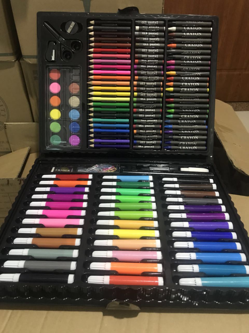 150pcs/set Children Drawing Painting Set Water Color Pen Crayon Oil Pastel Paint Brush Drawing Tool Art School stationery set