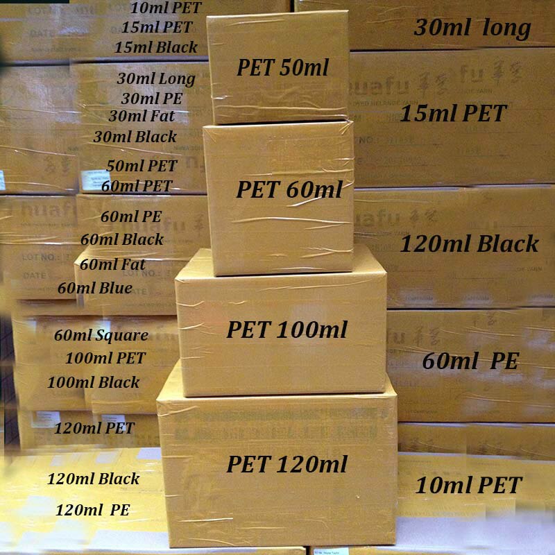100pcs Empty Fat E Liquid bottles 10ml 15ml 30ml 60ml 100ml 120ml PET Long Plastic Dropper Bottle for E Liquid E juice