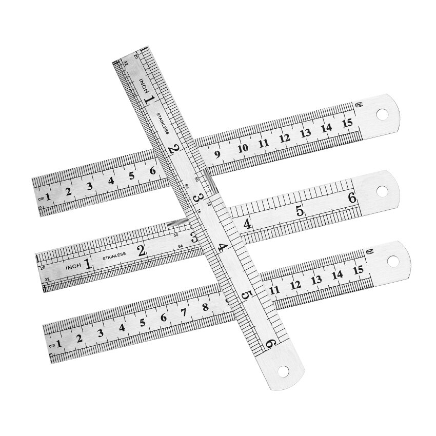 1PC Stainless Steel Metal Ruler Metric Rule Precision Double Sided Ruler Measuring Stationery 15cm