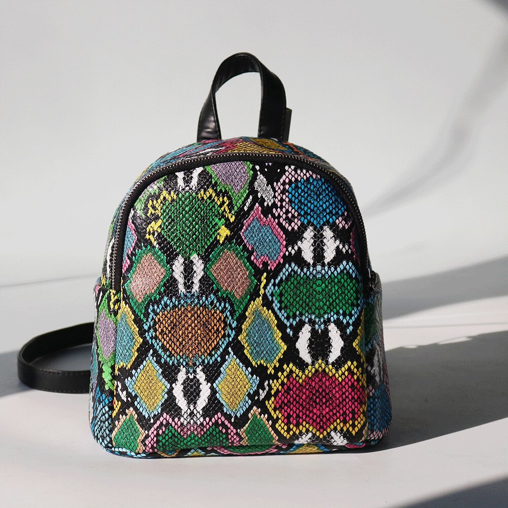 SARAIRIS INS Multi Snake Printed Female Backpack Women Cool Mini Top Handle Bag Unique Ladies: Default Title