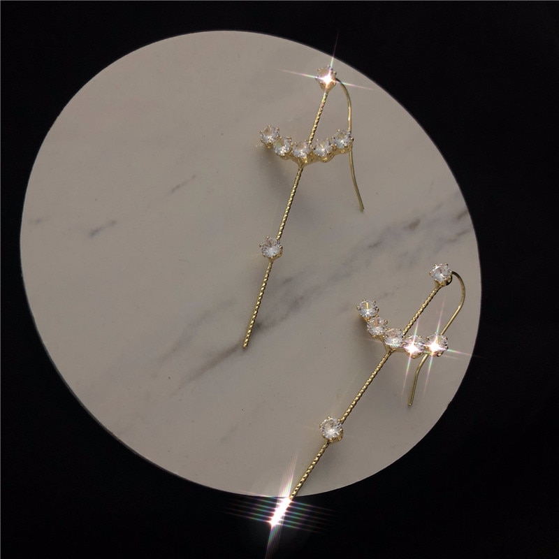 Aomu punk zirkonia strass metalen oorbel oorbellen voor vrouwen slash omringende oorschelp oorbellen op meerdere manieren te dragen