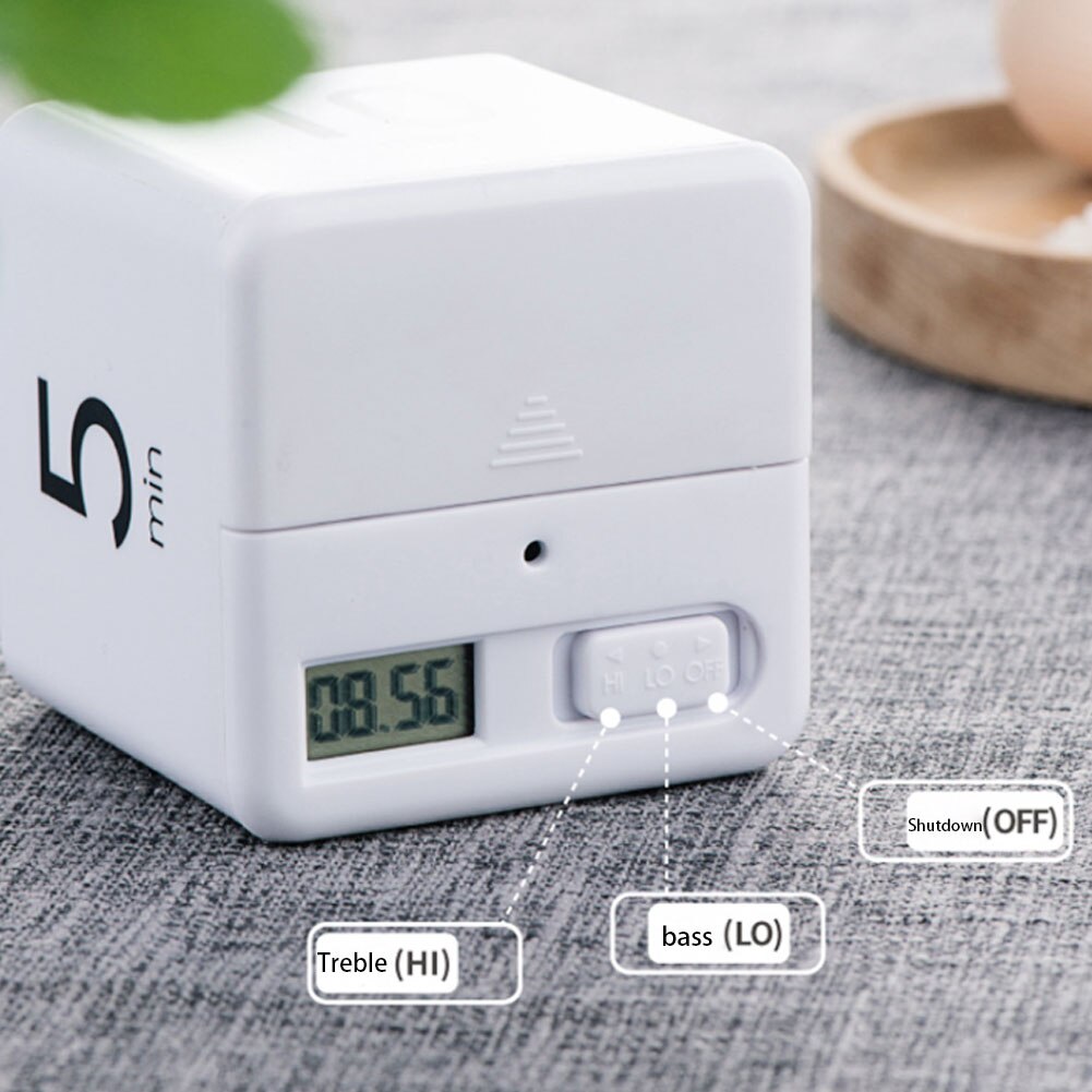 Gravity Cube Timer Electronic Pomodoro Timer Minutes Cube Timer Kitchen Timer Alarm Timer For Time Management 1-10 Minutes White