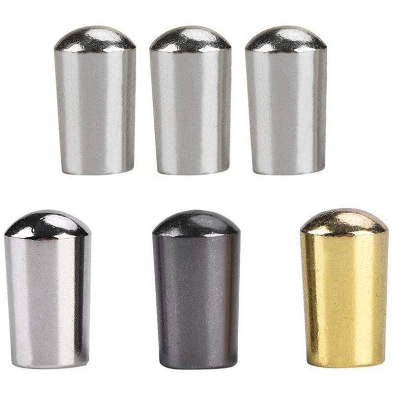 6Pcs Guitar Switch Tip, 3 Way Toggle Switch Knob Tip Cap Copper For Lp Epi Guitar,Silver + Gun-Black + Gold &amp; Silver