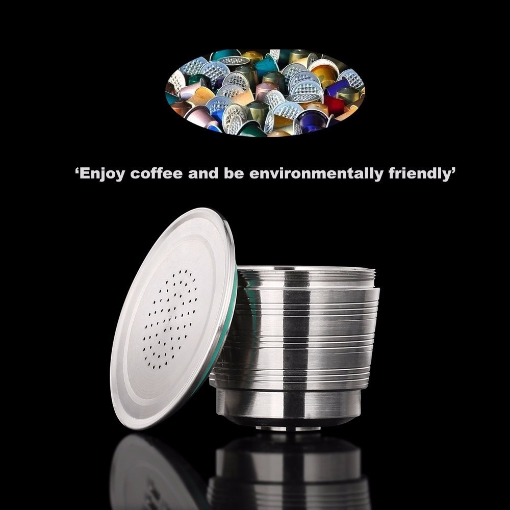 Refillable Nespresso Coffee Capsules Tamper Set Reusable Stainless Steel Espresso Pod Filter Rechargeable Nespresso Coffee Tool