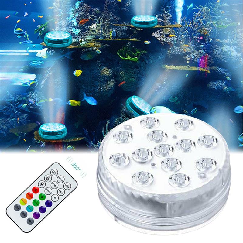 Led Remote Controlled RGB Submersible Light Battery Operated Underwater Lamp Multicolor Submersible Diving Waterproof LED Lamp