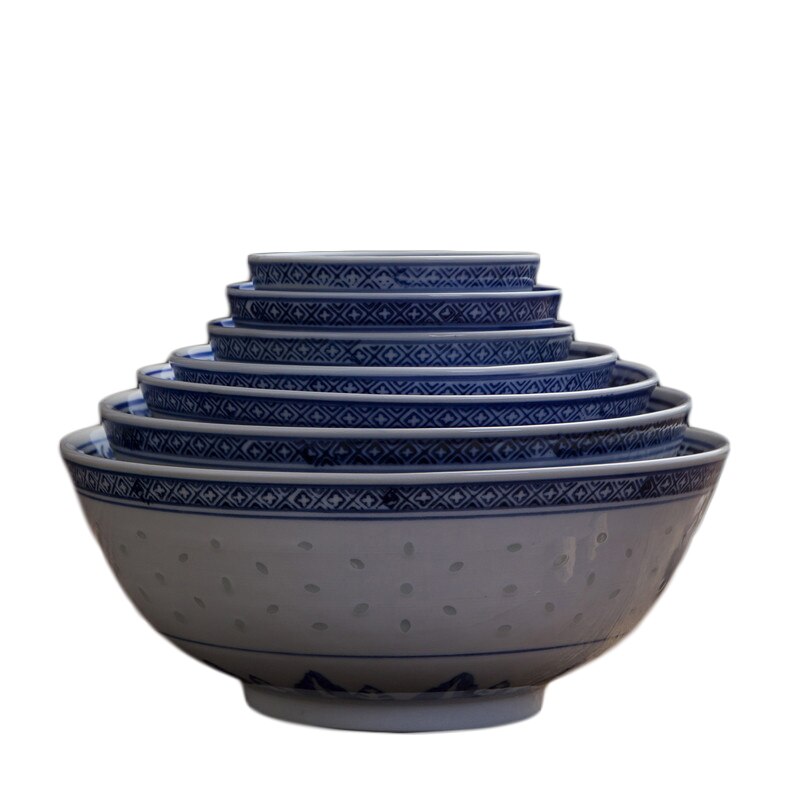Jingdezhen – bol Ramen creux en porcelaine bleu et blanc, Vintage motif de Dragon chinois, bol de riz, vaisselle de cuisine