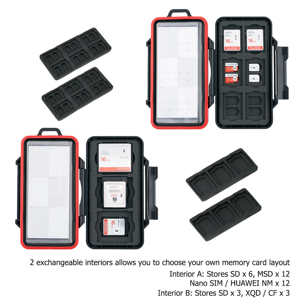 Supporto per custodia da trasporto per schede di memoria durevoli a 48 slot per schede SD Micro SD CF Cfast XQD Nano Sim Huawei Nano