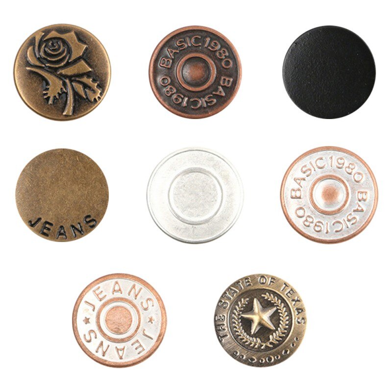10pcs Snap Fastener Metal Pants Button Adjustable Free Sewing Buttons for Clothing Jeans Waist Button Buckle 17mm