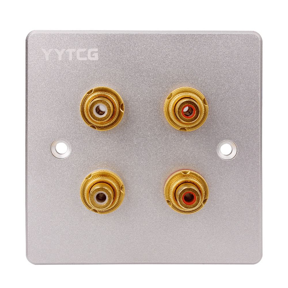 2 Digits 4 Digits RCA Connector Audio Panel RCA Jack Wall Plug Socket Panel Audio Panel RCA Female Banana Terminal Connector: RCA Silver 4 Digits / 1pcs