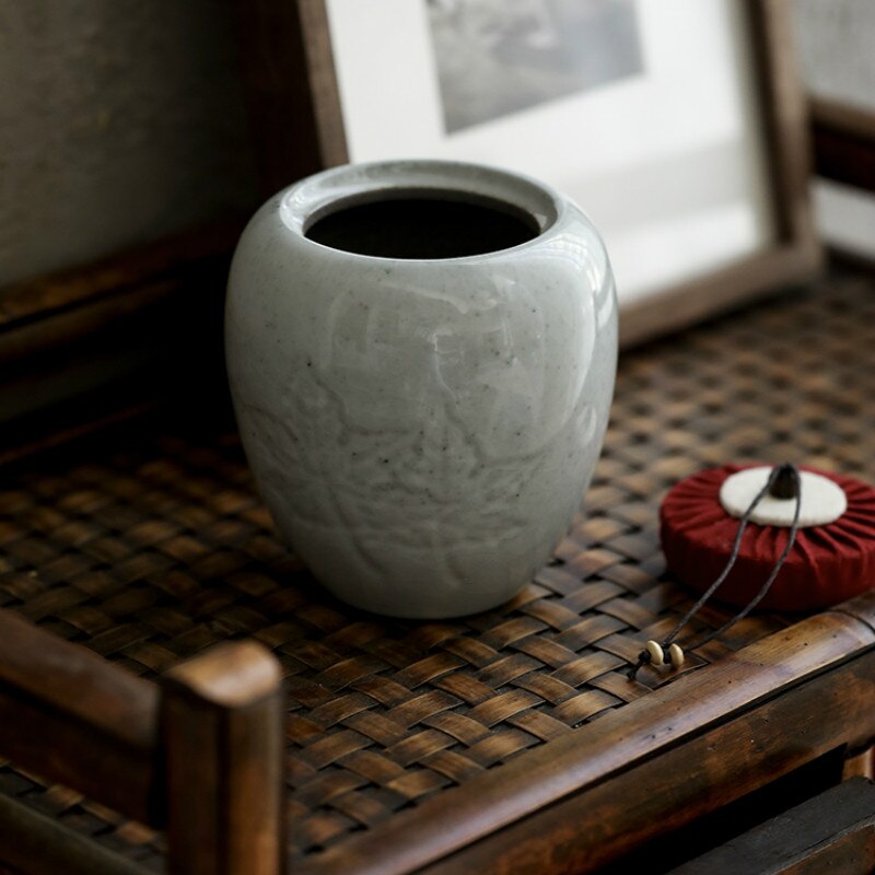 Personalidad creativa barro personas artículos de gres para té Caddy cerámica sellada a prueba de humedad té almacén Retro Pu'er caja de té LB83105