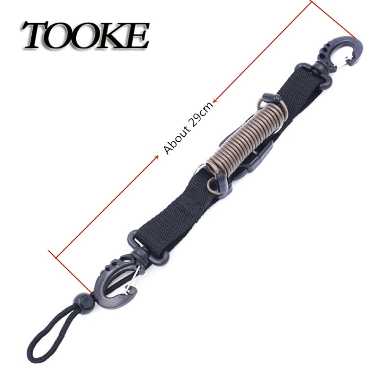 Dykking snappy spiralfjærer kamera lanyard spiral med ringdykk for undervannshus lommelykt lommelykt