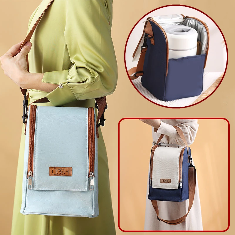 Round Thermal Lunch Box Bag Waterproof Insulated Food Tote Kids Keep Fresh Cooler Shoulder Bags Portable Bento Storage Pouch