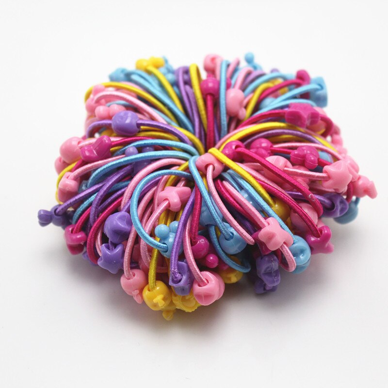 100 Pcs Haar Touw Kinderen Hoofdtooi Bunny Cartoon Rubberen Band Haar Band Haar Accessoires