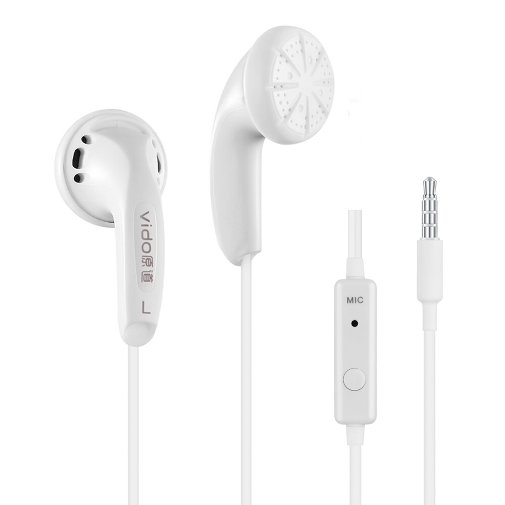 Vido – écouteurs HIFI HD filaires, oreillettes classiques, stéréo, musique, unité de pilote dynamique, basses lourdes, casque, Microphone, MX500, 3.5mm, 15.4mm: Vido White With Mic