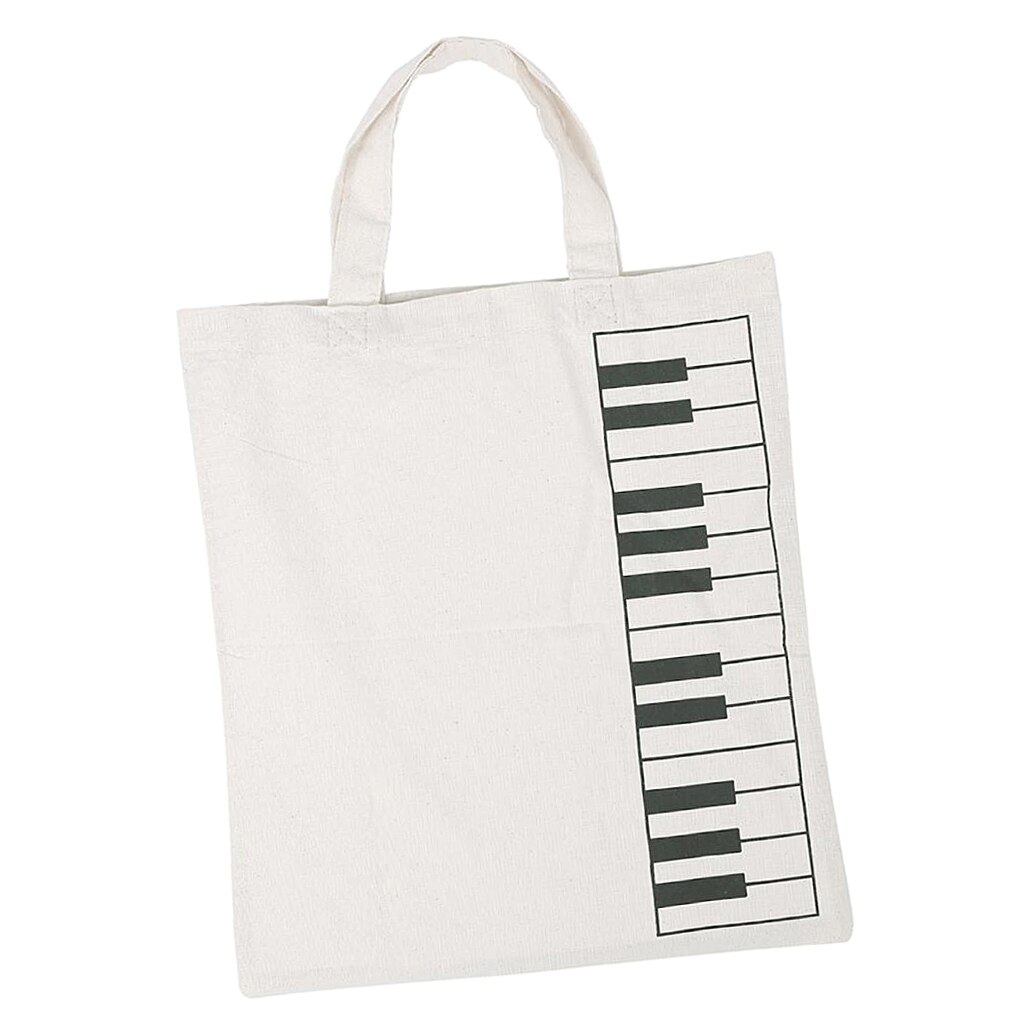Piano Music Notes Cotton Shoulder Tote Bag Shopping Handbag for Women Girls