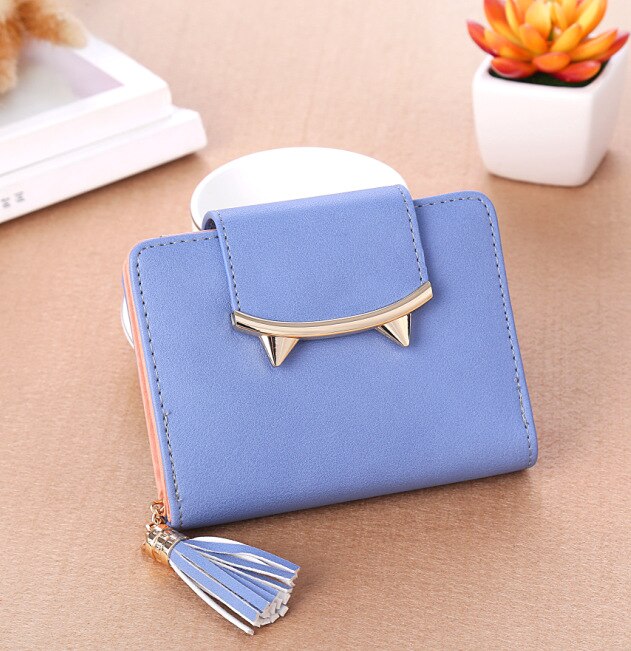 Cute Mini Wallets Women Magnetic Buckle Short Wallet Credit Card Holder Clutch Tassel Purse With Zipper Coin Pocket A2: 02