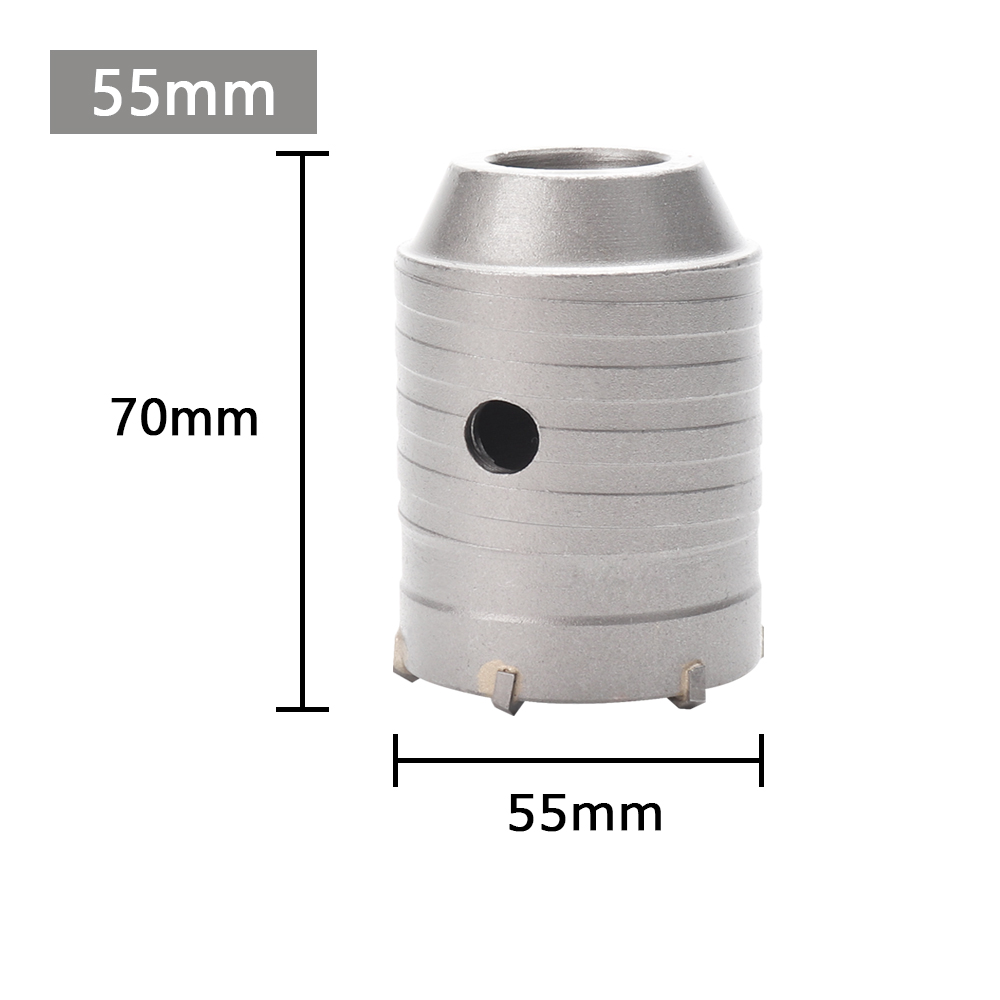 Couronne de perçage pour mur de béton, scie cloche SDS PLUS, jeu de forets à percussion avec arbre rond, outil de coupe de pierre de ciment, 30-150mm, 1 pièce: Grey