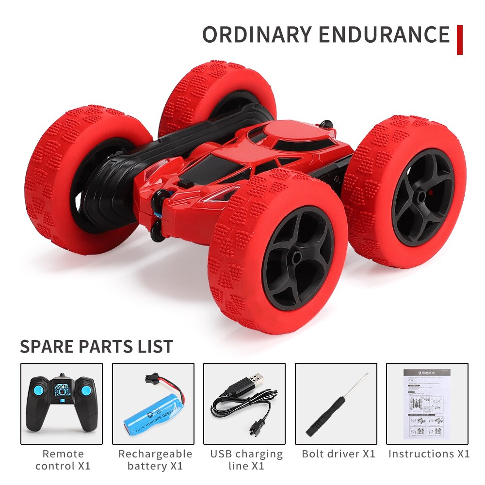 Afstandsbediening Auto Speelgoed 4WD Stunt Dubbelzijdig Voertuig Speelgoed Anti-Vallen Off-Road Drift Auto Jongen kinderen Speelgoed: Red