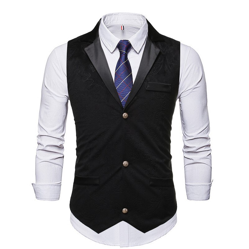 Chaleco de traje de botonadura única para hombre, ropa ajustada con cuello vuelto, para boda, y negocios, Otoño, , 2022: S