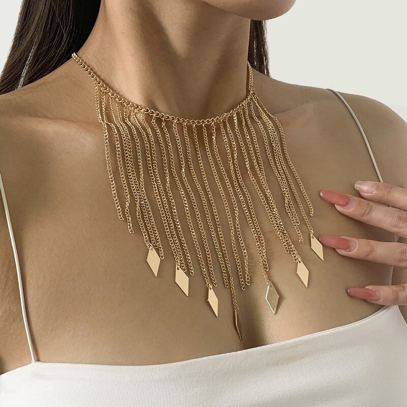 Collier tendance pour femmes, chaîne avec pendentif gothique, couleur or et argent, accessoires de bijoux, Punk, fête