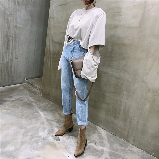 Jeans vrouw casual harem jeans streetwear denim broeken slouchy jeans femme