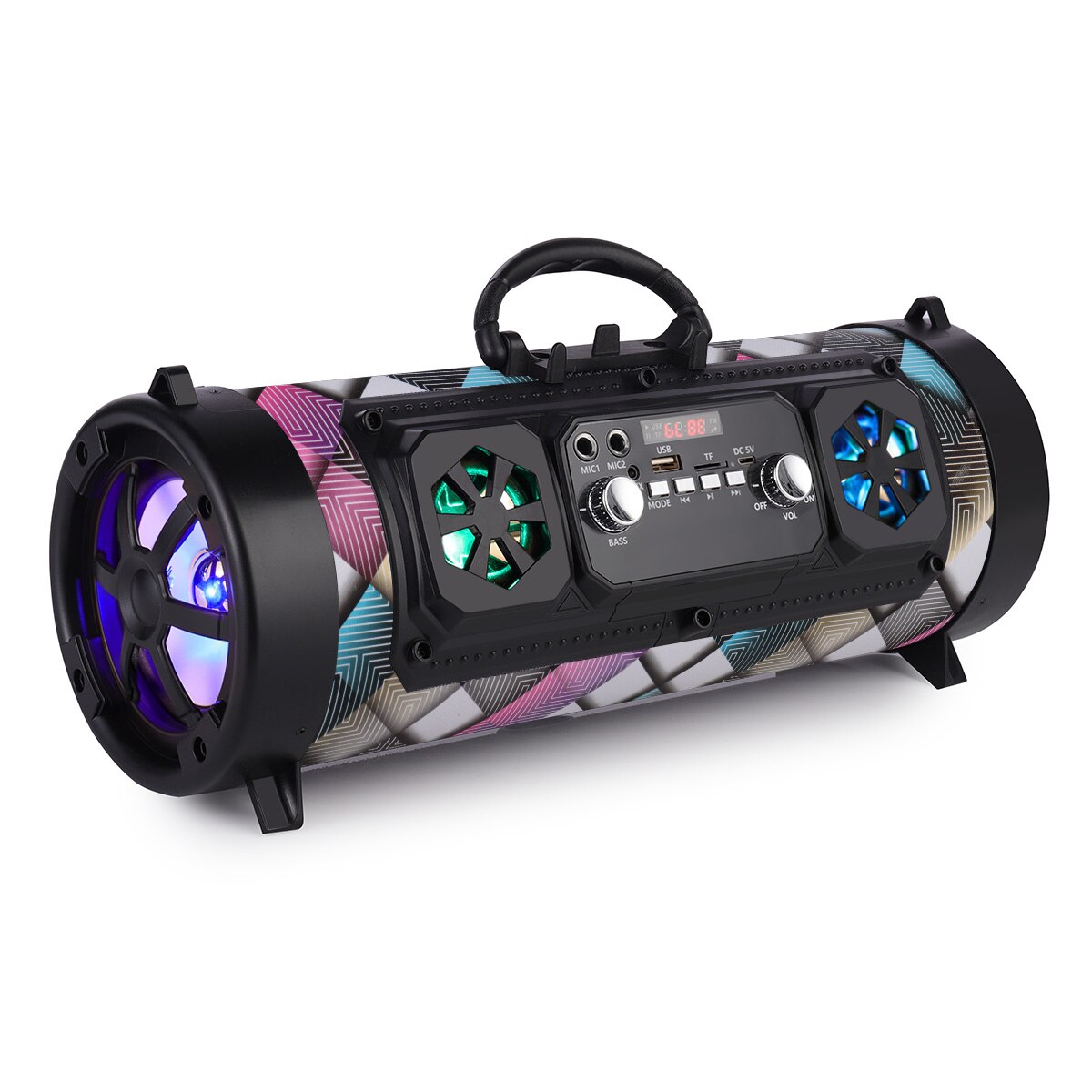 Columna portátil de 16W Altavoz Bluetooth movimiento KTV sistema de sonido 3D altavoz inalámbrico barra de sonido Subwoofer música FM Radio USB: Colorful