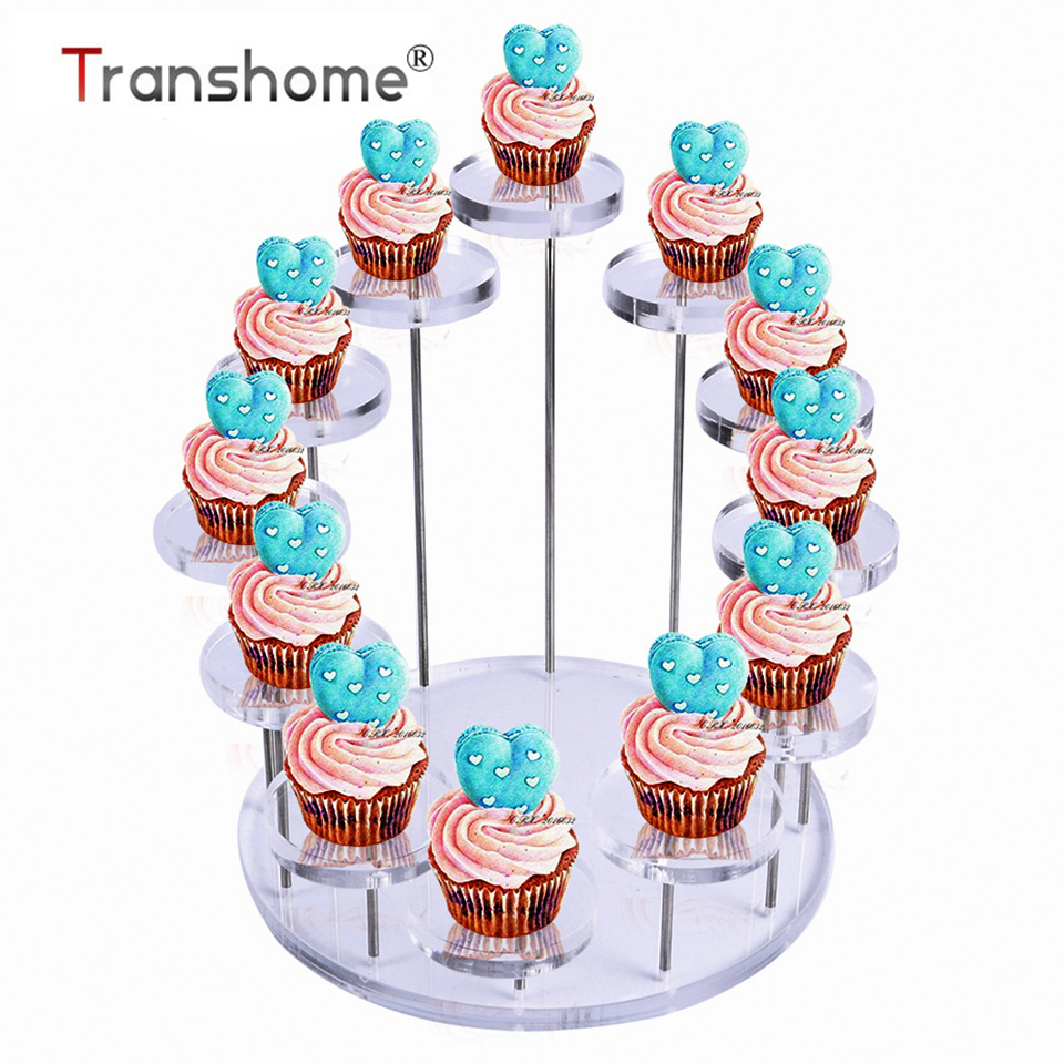 Transhome cupcake stativ akryl display stativ for smykker/kake gjennomsiktig dessert rack bryllup bursdag fest dekorasjon verktøy