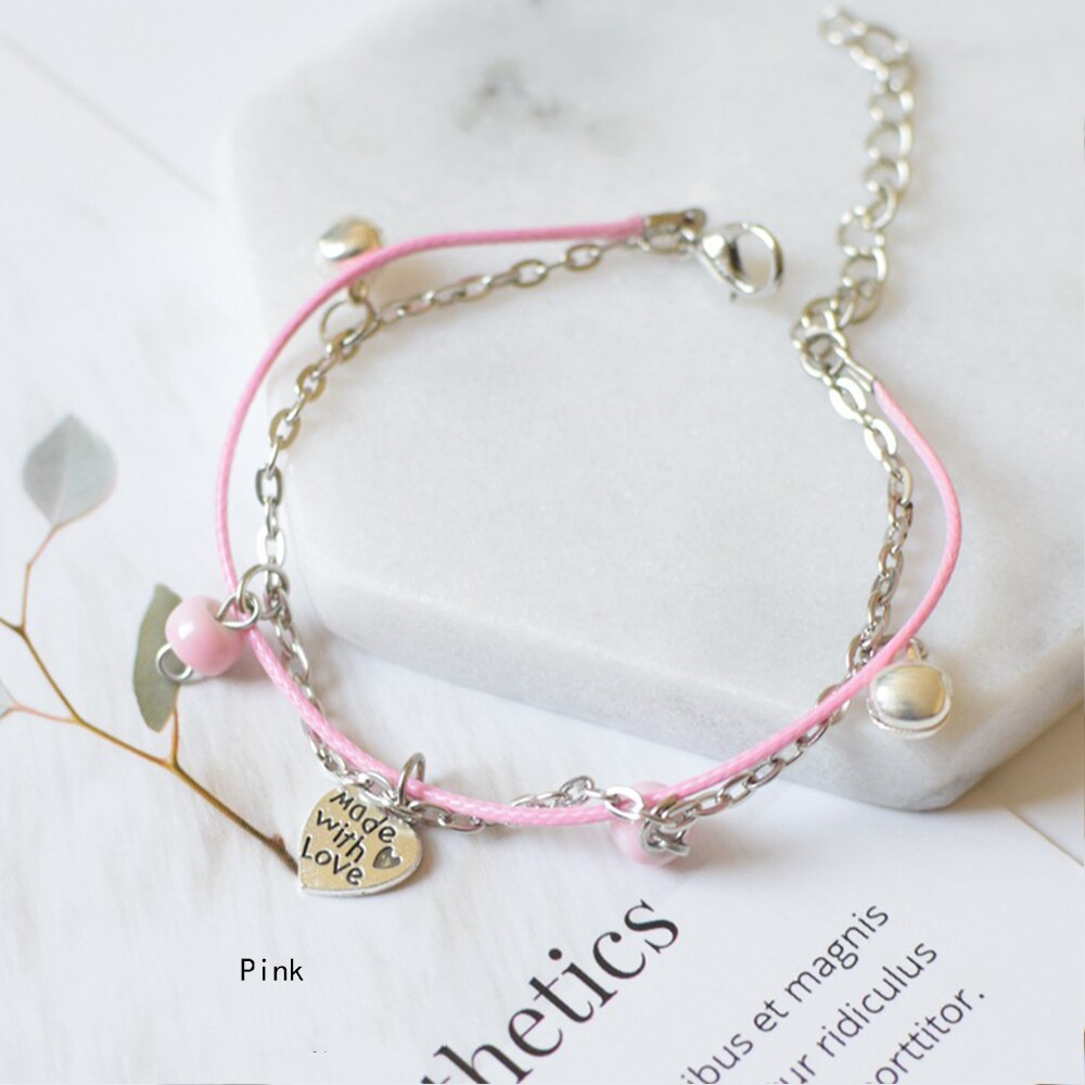 Flerlags koreansk klokke nylon reb porcelæn perle armbånd søde smykker tilbehør til studerende og teenagere til kvinder: 2