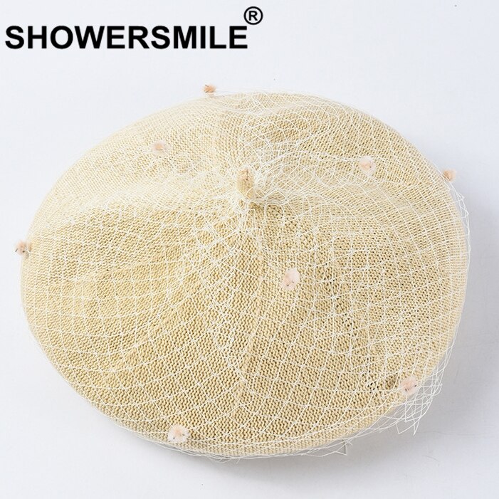 SHOWERSMILE femme béret bordeaux maille artiste chapeaux pour les femmes Style français concepteur de dames été peintre casquette
