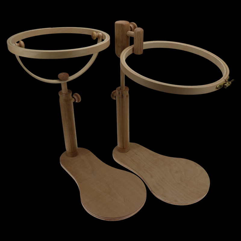 360 Degree Rotation Stand Embroidery Hoop Wood Cross Stitch Rack Adjustable Desktop Frames Cross Stitch Embroidery Frame