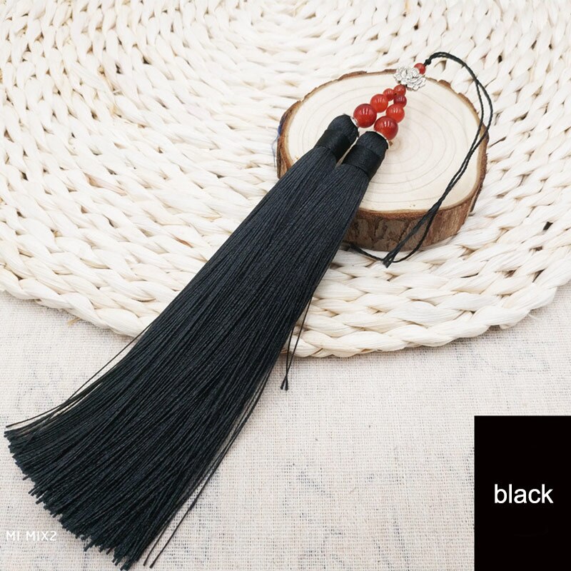1Pcs 15cm Doppel Quaste Pinsel Anhänger Zubehör für DIY Schmuck Machen Seide Satin Quaste Handarbeit Handwerk Erkenntnisse Lieferant: black