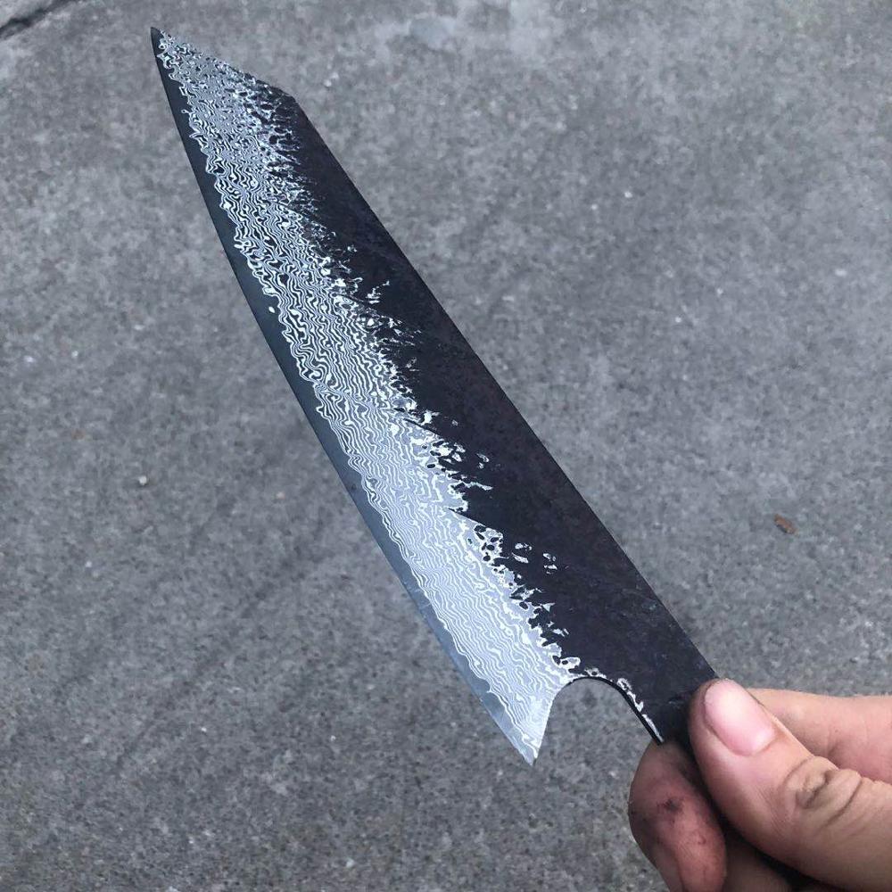 Vass kockkniv blank  vg10 damaskus stålblad material halvfärdig billet japansk kniv köksredskap