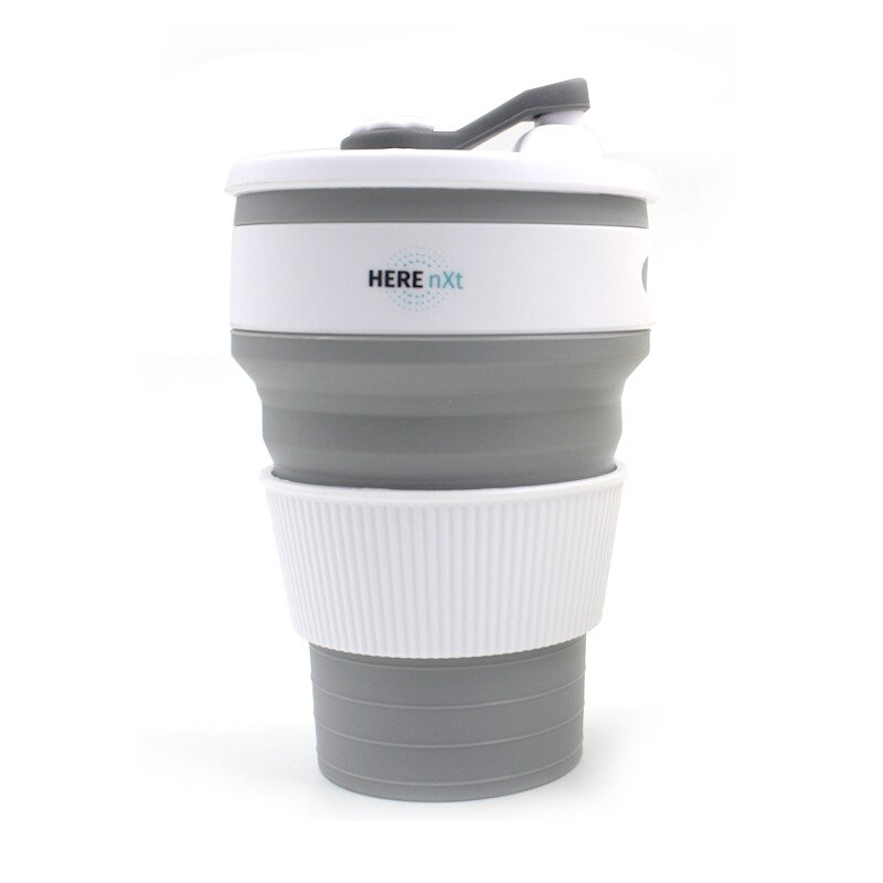 Siliconen Cup Drinken Inklapbare Koffie Cup 5 Kleuren Folding Draagbare Siliconen Telescopische 1 Pc: Sky gray