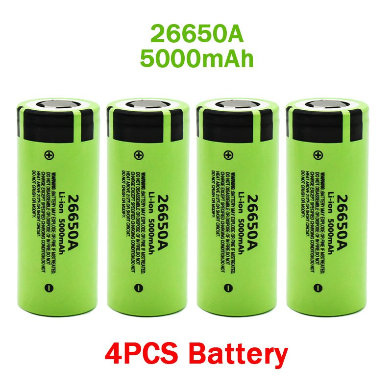 100%  originale 26650 batterier 5000 mah 3.7v 50a lithium ion oppladbare batterier for 26650a led lommelykter+lader: Hvit