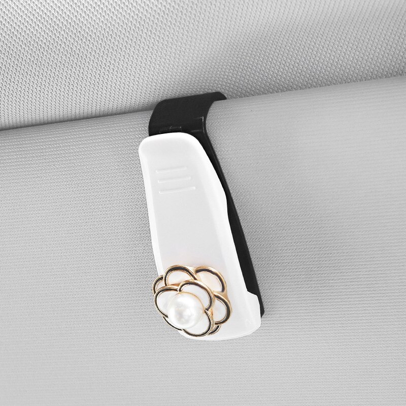 Porte-lunettes de soleil en ABS pour voiture, étui Portable pour lunettes de soleil: white camellia