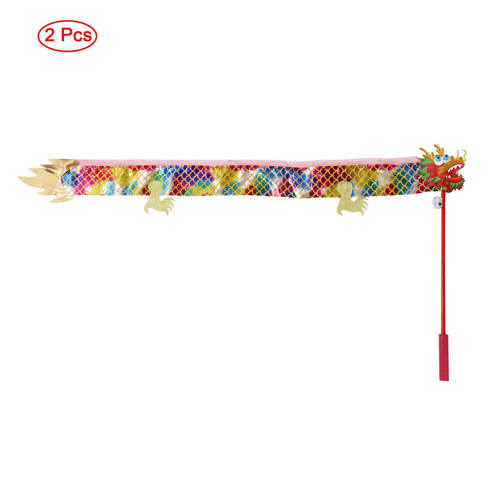 2 Stuks 1M Kleurrijke Dragon Lint Led Licht Dans Ritmische Lantaarn Lint Wands Staven Stok Prestaties Props Voor Dansen marching: Default Title