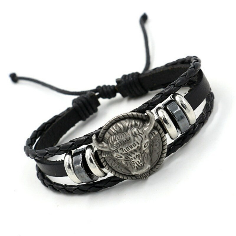 925 Silber Vintage Multilayer Woven Armband herren Ziehen Leder Armband Hip Hop Schmuck: 5