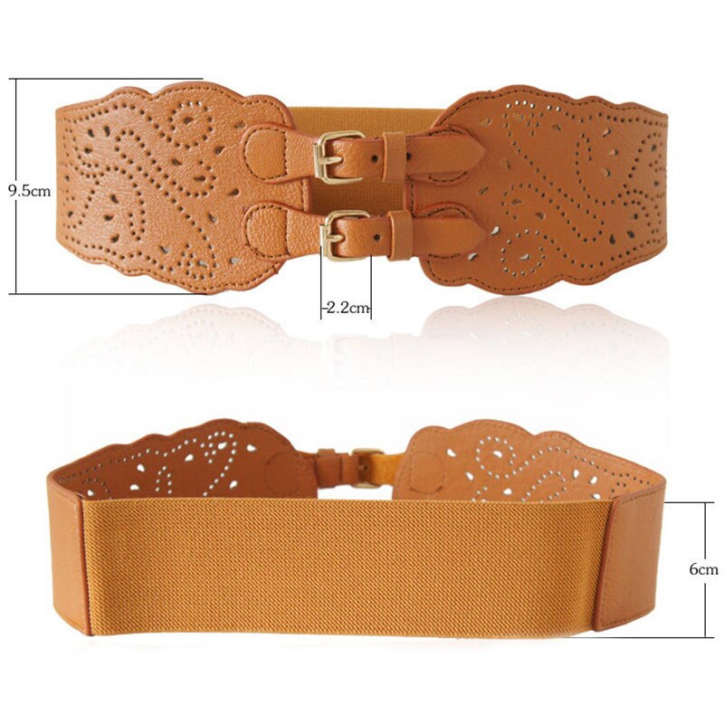 Kvinder dobbelt spænde elastisk talje bælte bred stretch korset linning til kvinder kjole stretch talje bælte justerbar bælte