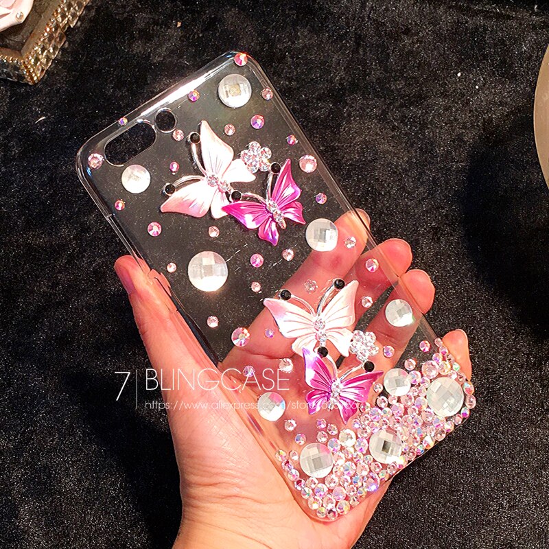 Vlinder Diamond Rhinestone Case Cover Voor Oneplus 6 3 3T 5 5T 7 7T Pro Een Plus 3 5 6 6T 7