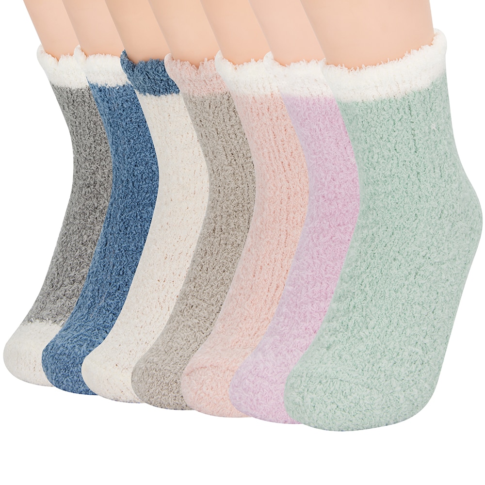 5 paar Süssigkeit Warme Dame Herz Nette Winter Kawaii Dicken lässig Frauen Socken verschwommen flauschige warm Socken Kurze Nette Baumwolle socken Weibliche: 7 Paare Patchwork